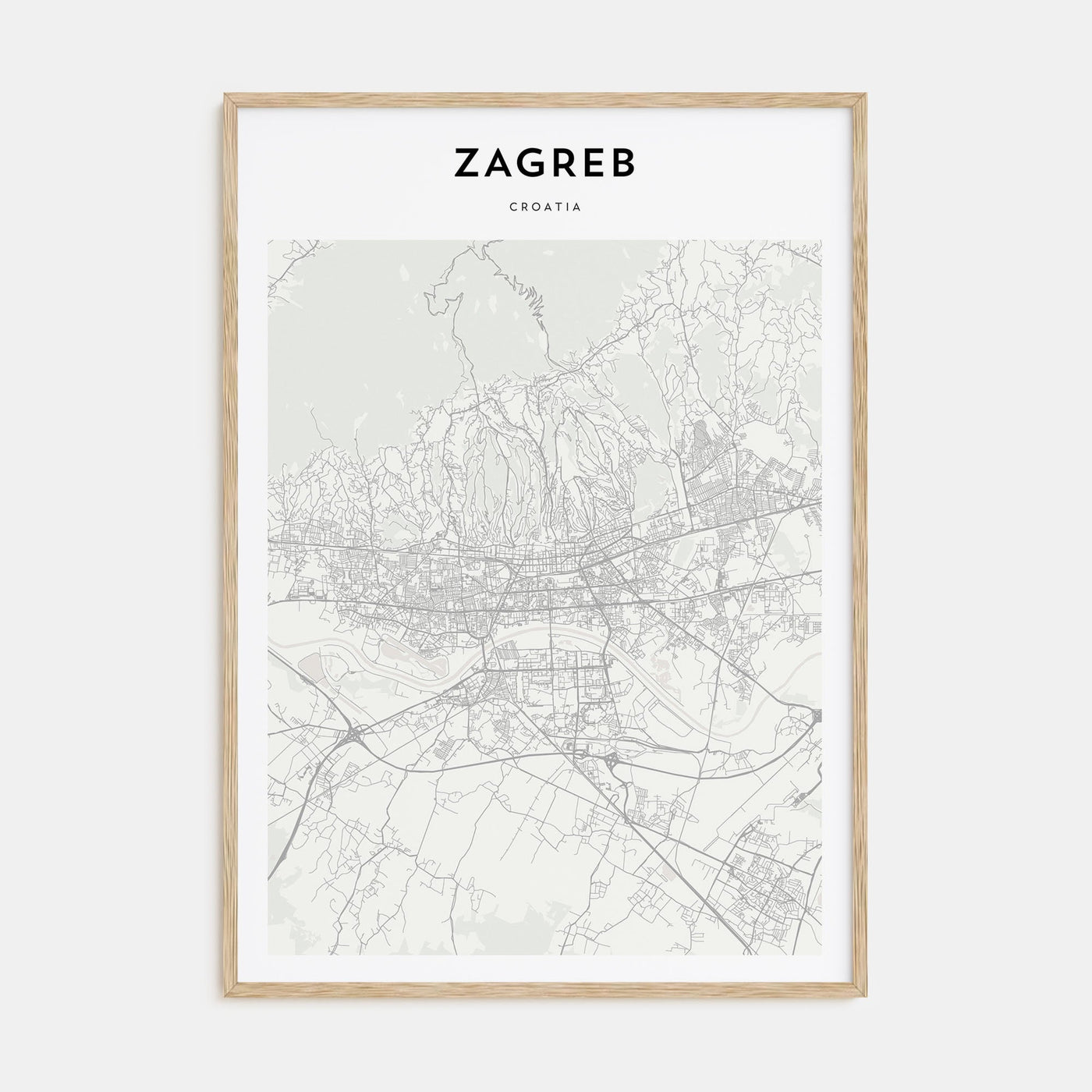 Zagreb Map Portrait Poster