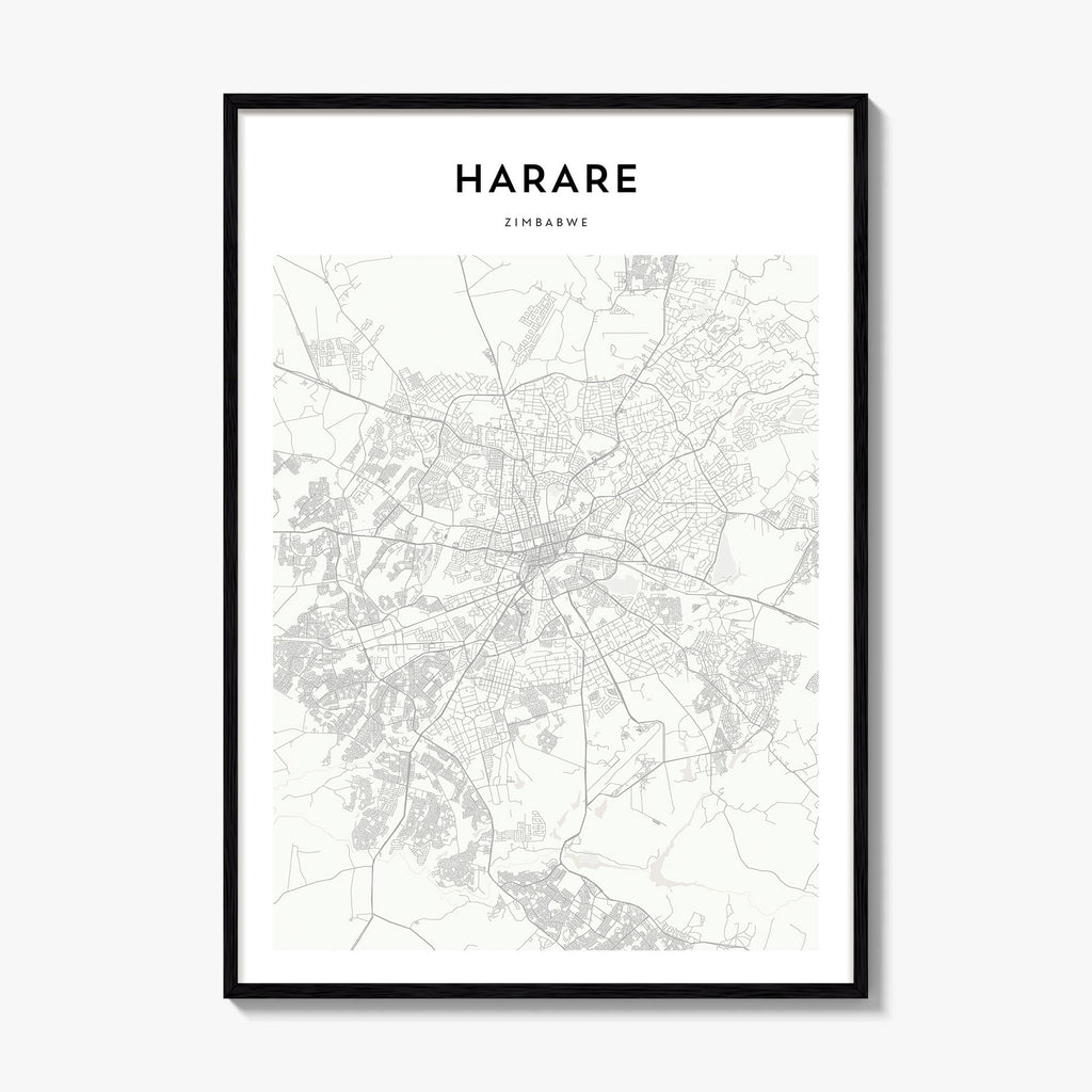 Harare Map Poster