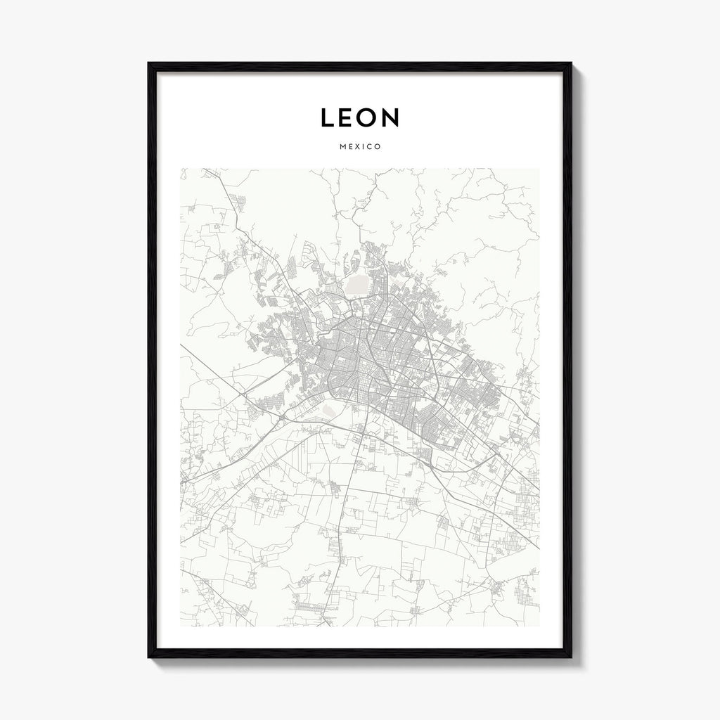 Leon Mexico Map Poster