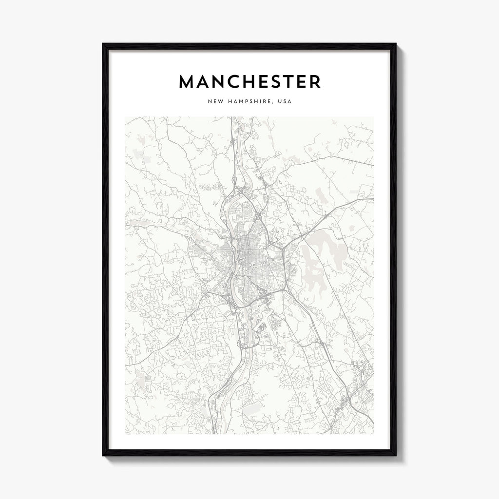 Manchester New Hampshire Map Poster