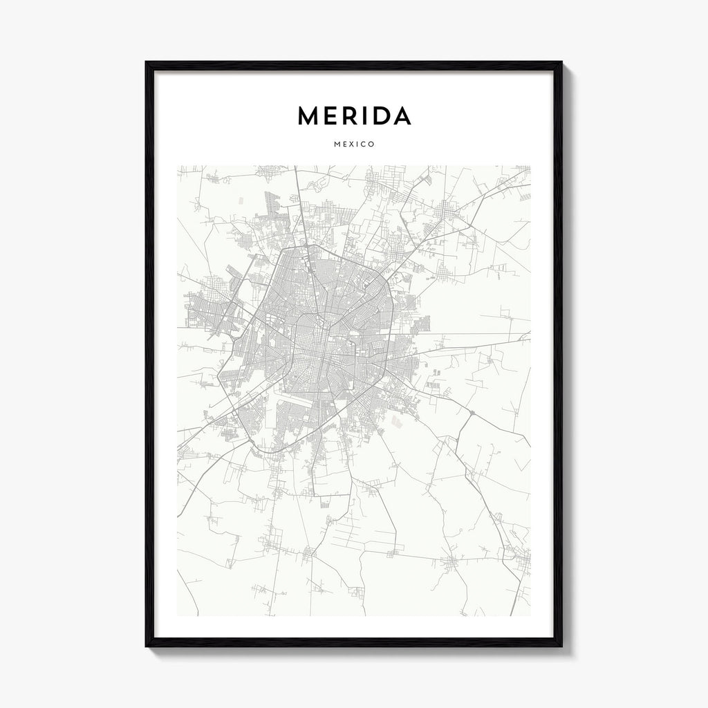 Merida Mexico Map Poster