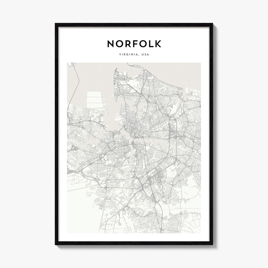 Norfolk Virginia Map Poster