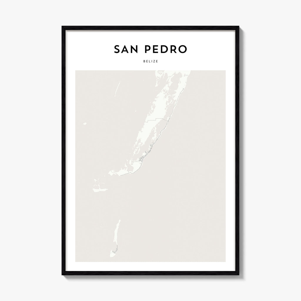 San Pedro Belize Map Poster
