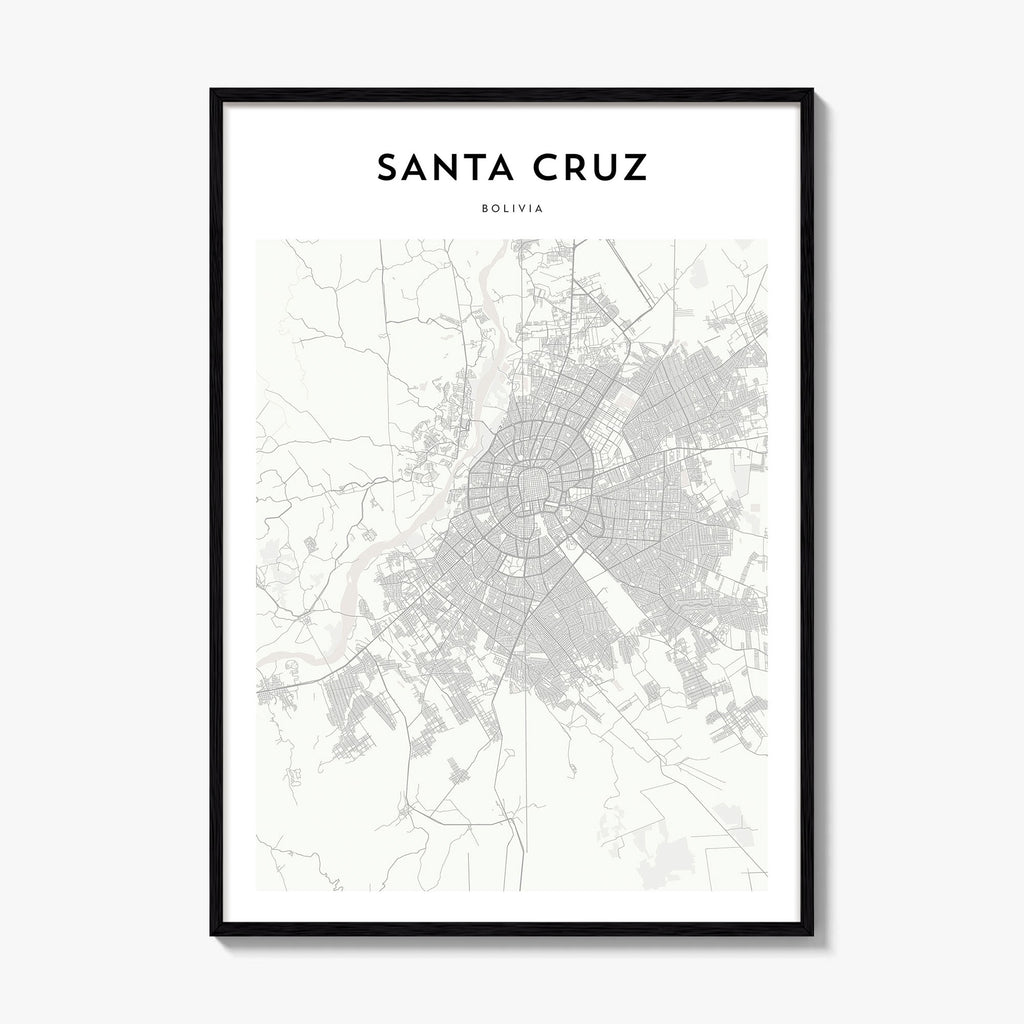 Santa Cruz Bolivia Map Poster