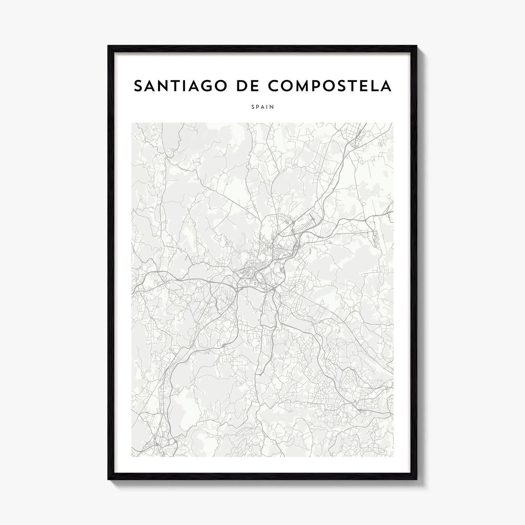 Santiago De Compostela Map Poster