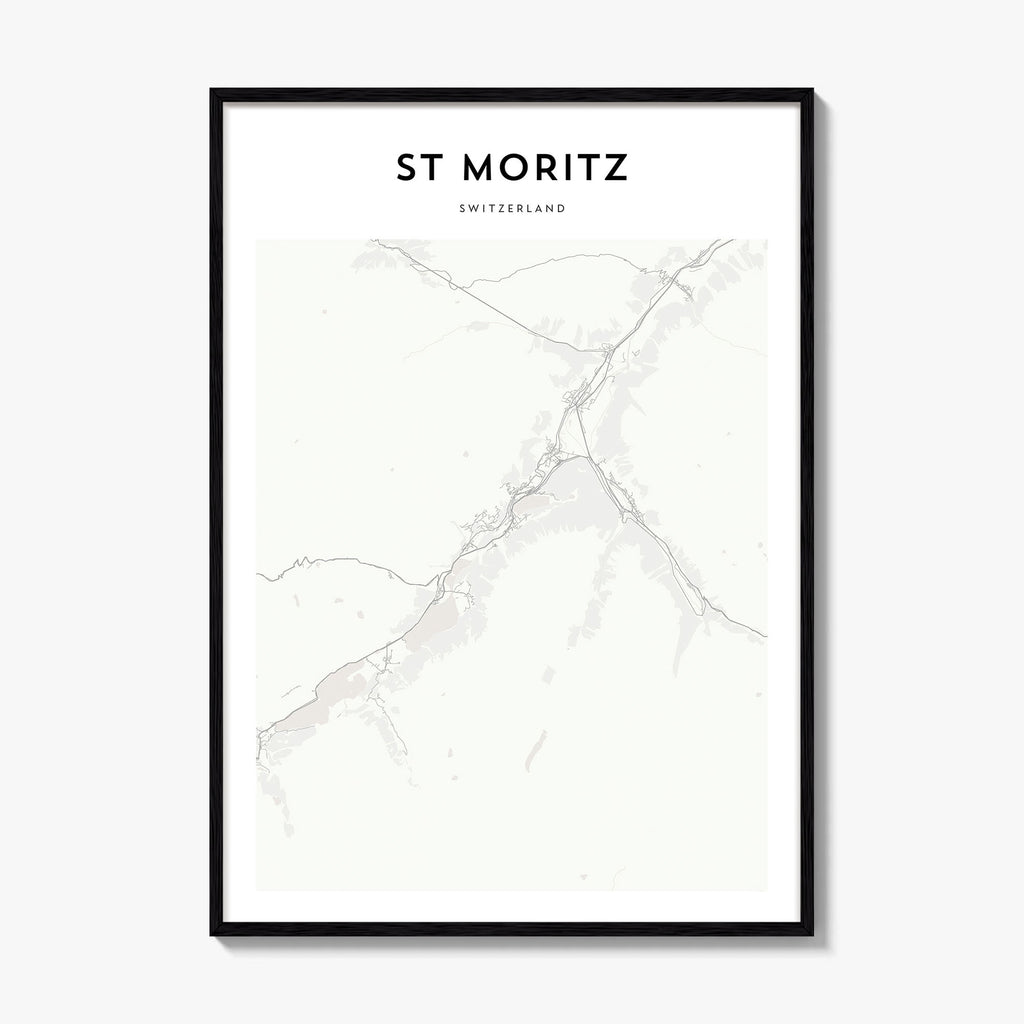 St Moritz Map Poster