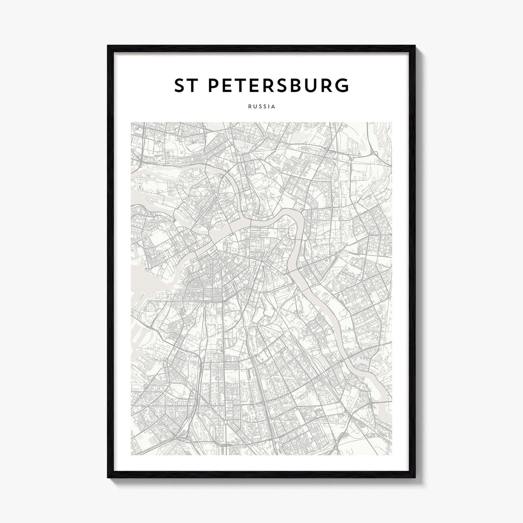 St Petersburg Russia Map Poster