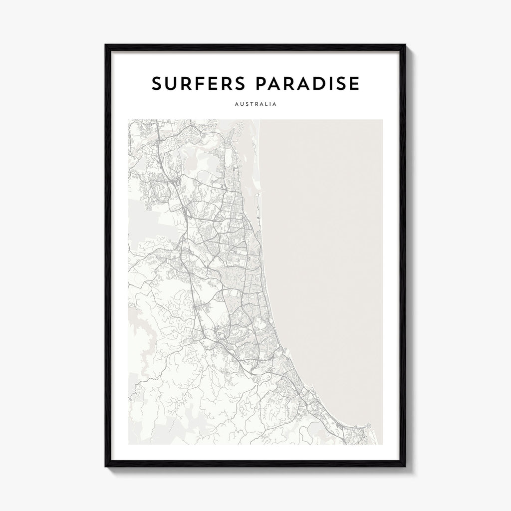 Surfers Paradise Map Poster