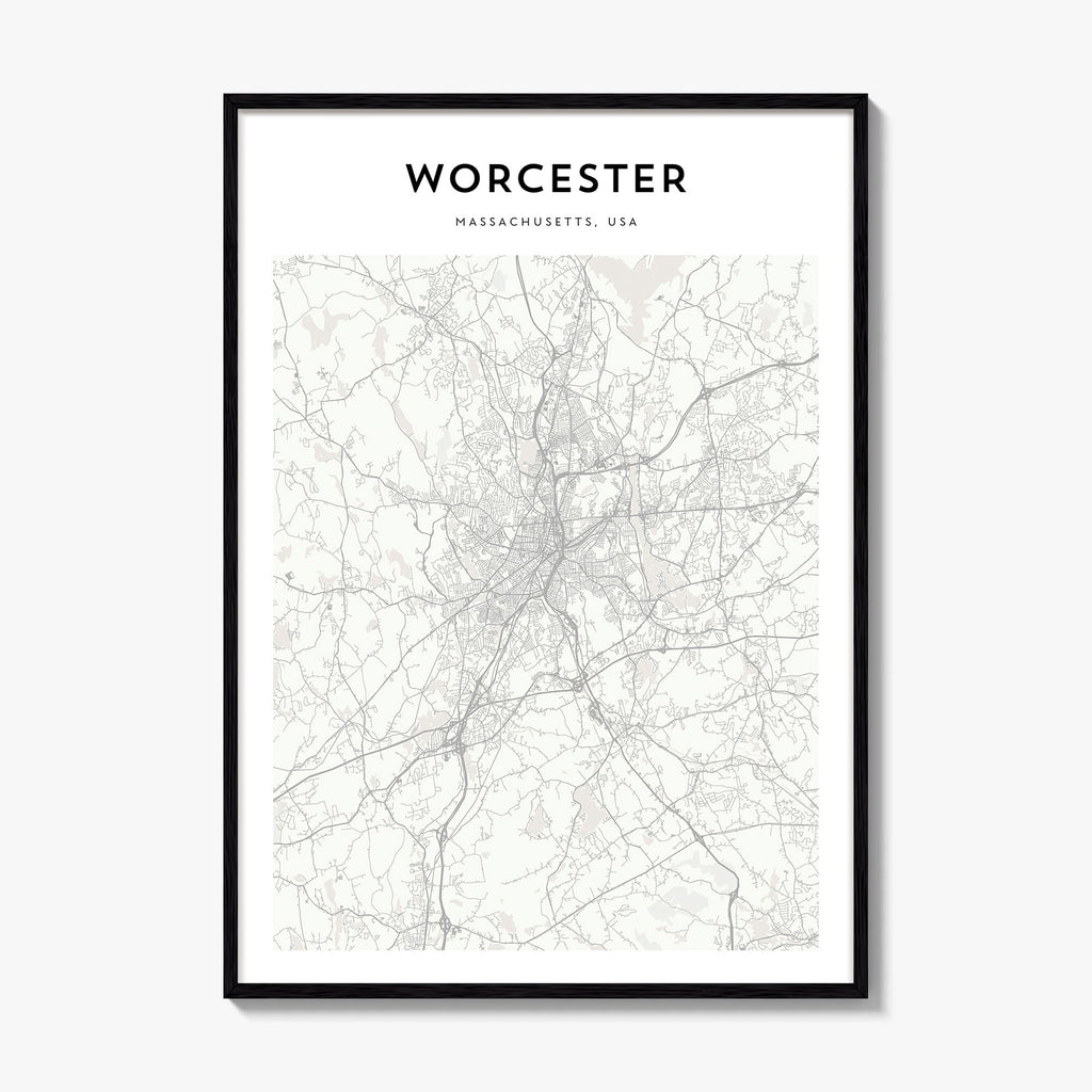 Worcester Massachusetts Map Poster