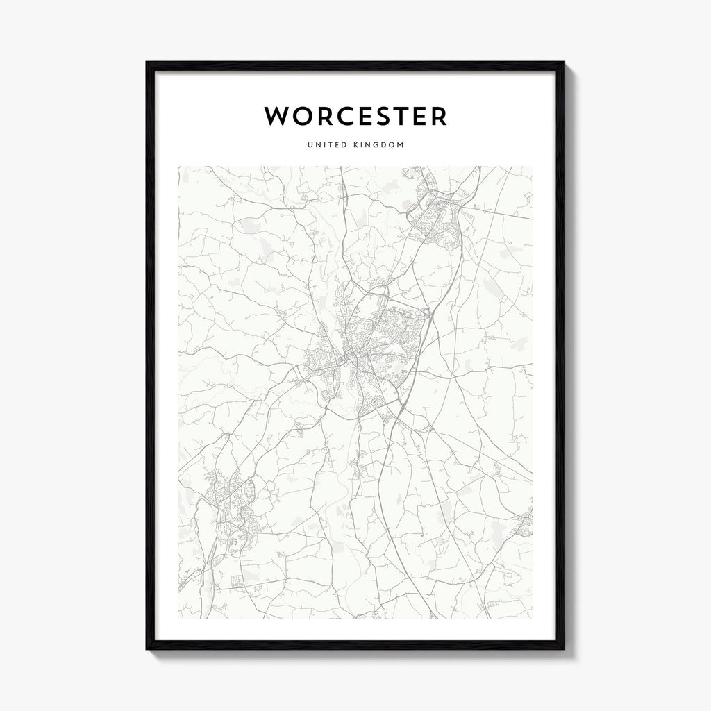 Worcester United Kingdom Map Poster